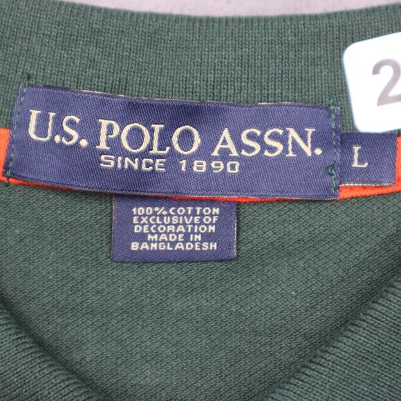 U.S. Polo Assn. Shirt Mens L Green USPA Large Orange Logo Short Sleeve Golf - Picture 3 of 16